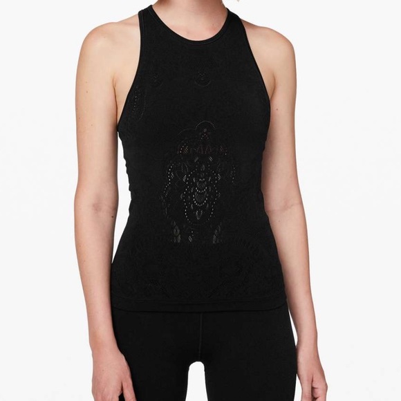 lululemon athletica Tops - New LULULEMON Reveal Tank Zen Lace Mesh Black 10
